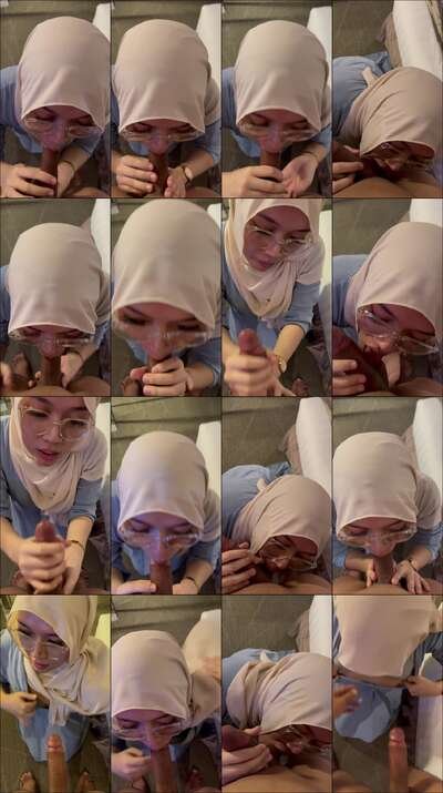 Hijab kacamata sepong kontol om